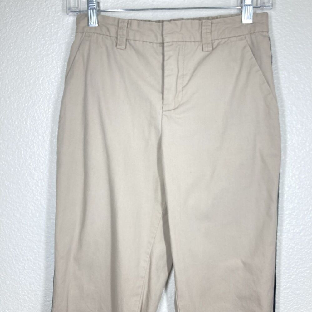 Zadig & Voltaire Pants Womens 36 Beige Tuxedo Stripe Gold Trim Casual Cotton - Picture 4 of 9